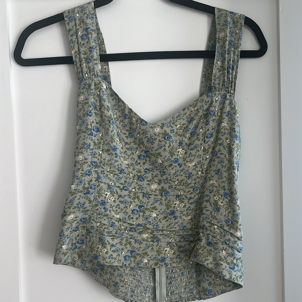 Reformation floral tank blue & green size 4